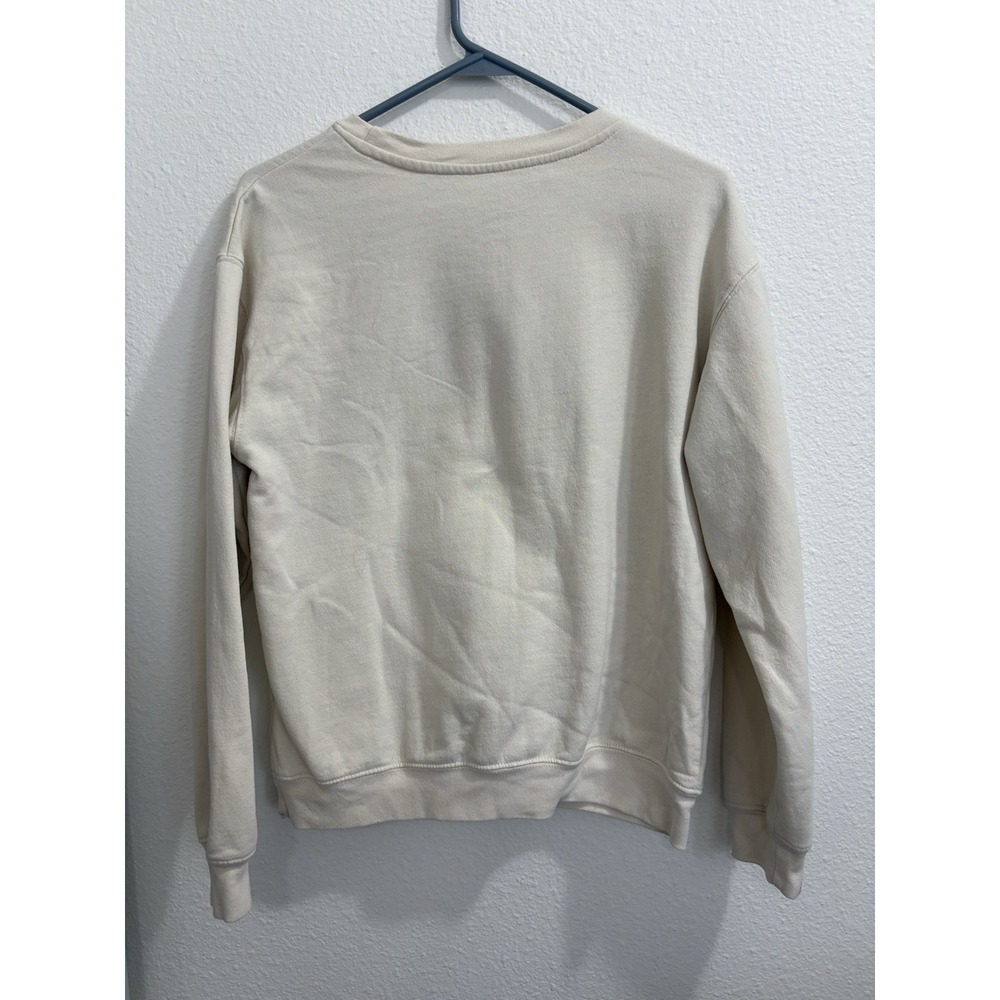 DISNEY WINNIE the POOH EEYORE Tufted Graphic Crew Sweatshirt Cream Size Medium - Picture 5 of 7